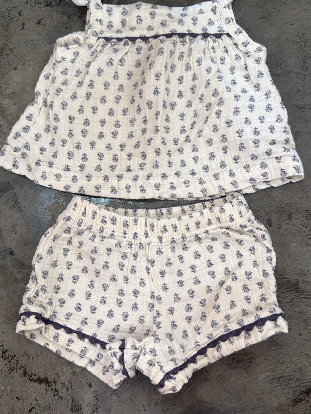 Carter's White Floral-Print High Waist Shorts Set - Blue Accents